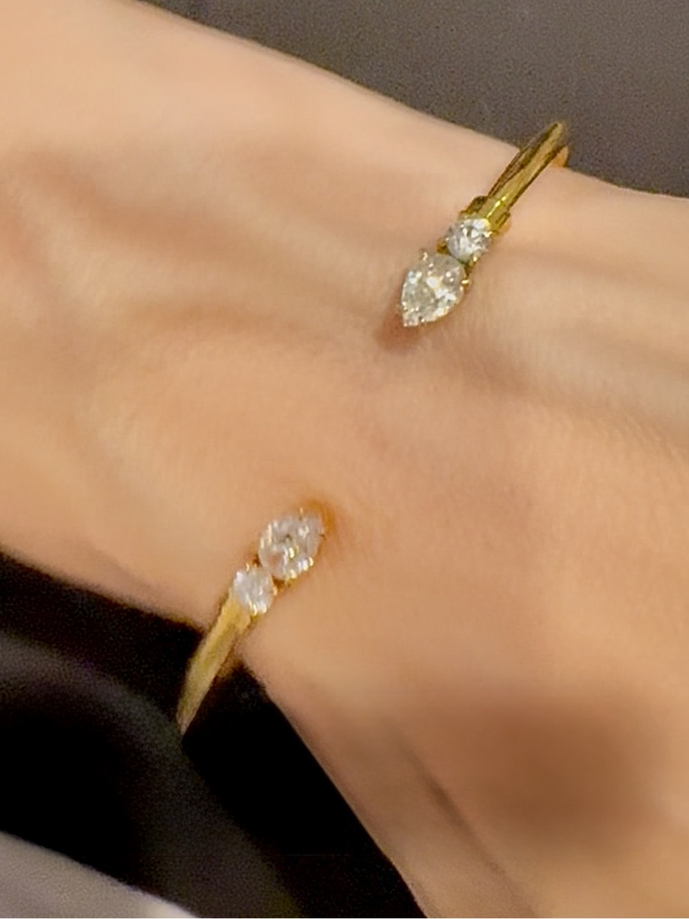 Gold Crystal Open Cuff Bracelet - Elegant Women's Jewelry